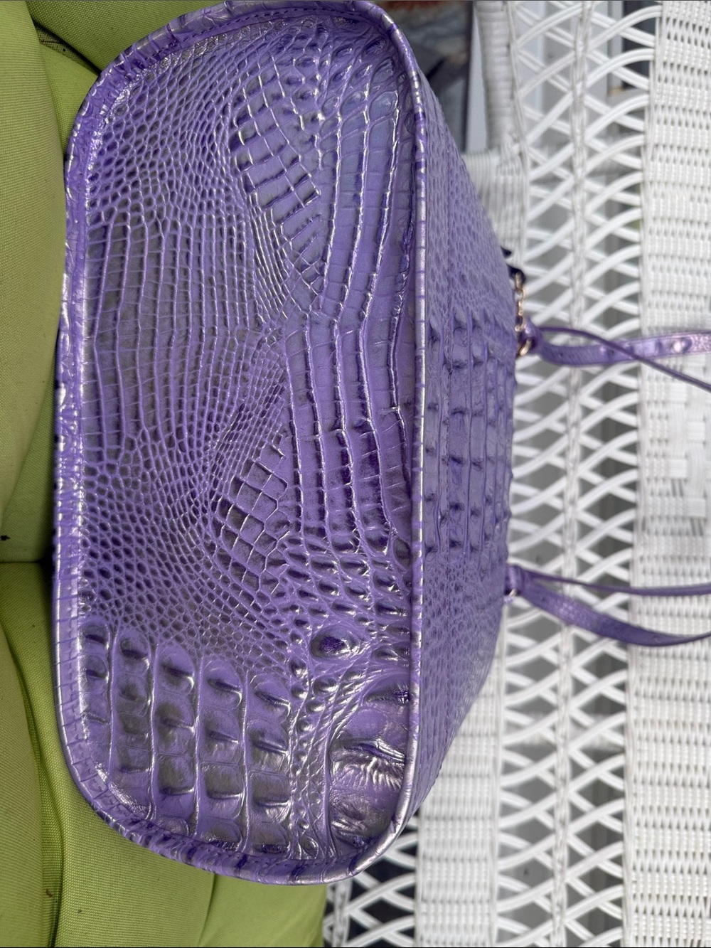 Brahmin Metallic Lilac Croc-Embossed Shoulder Bag comes with purple Brahmin butt - Picture 5 of 6